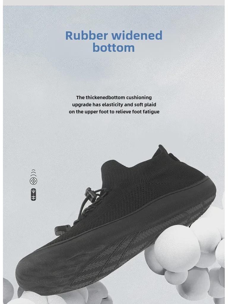 Men's Wide Fit Mid-Tube Breathable Flying Weave Barefoot Shoes with Non-Slip Sole.