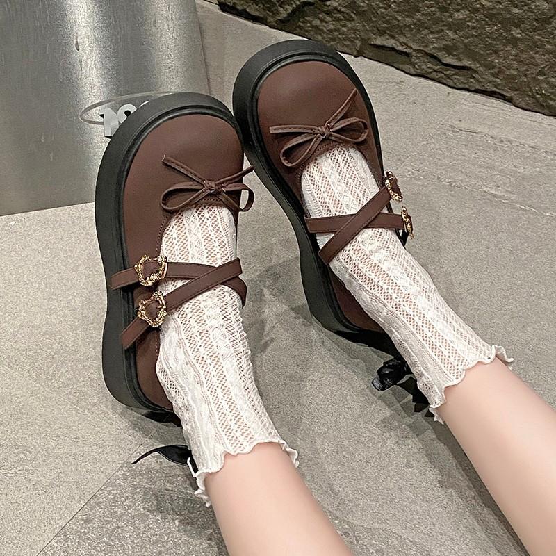 Туфли-лодочки из маленькой кожи с бантом, женские, весенние, новые, универсальные, с круглым носком, Мэри Джейн, одинарные туфли