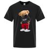 100% Cotton Sports Mask Bear Print Short-sleeved T-shirt Male Half-sleeved Summer Casual Oversized T-shirt Men Shirt S-XXXL