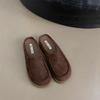 Minimalist Flat-soled Slippers Comfortable Round Head Casual Small Leather Shoes Versatile Single Shoes Women's New Platform Shoes