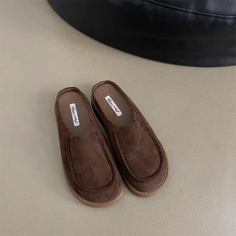 Minimalist Flat-soled Slippers Comfortable Round Head Casual Small Leather Shoes Versatile Single Shoes Women's New Platform Shoes