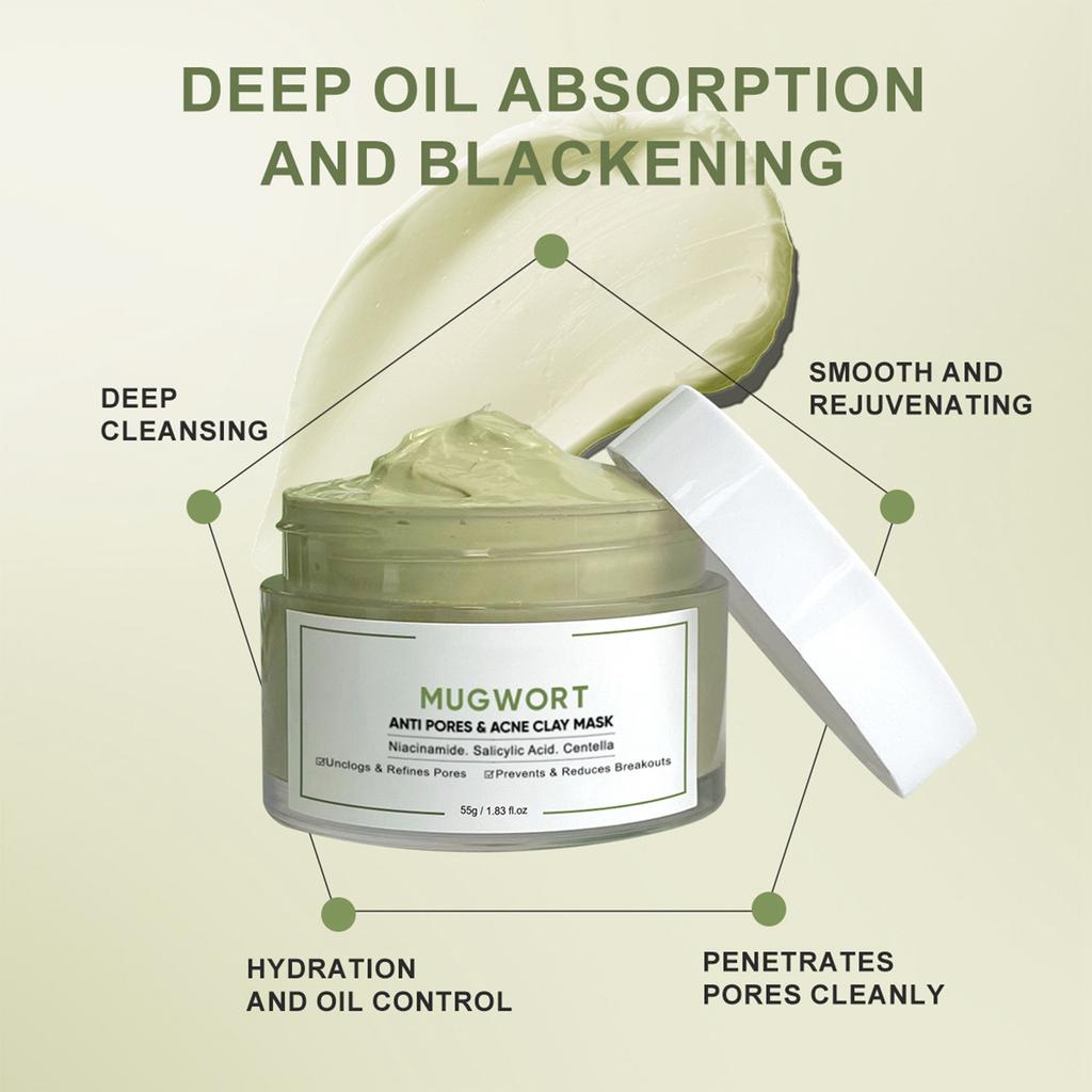 Успокаивающая грязевая маска с зеленым чаем для ухода за кожей, маска для лица, маска для контроля жирности и очищения пор, 50 г