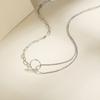 Ring Necklace Geometric Clavicle Chain Simple Design Sense Double-layer Round Bead Chain New Women's Style
