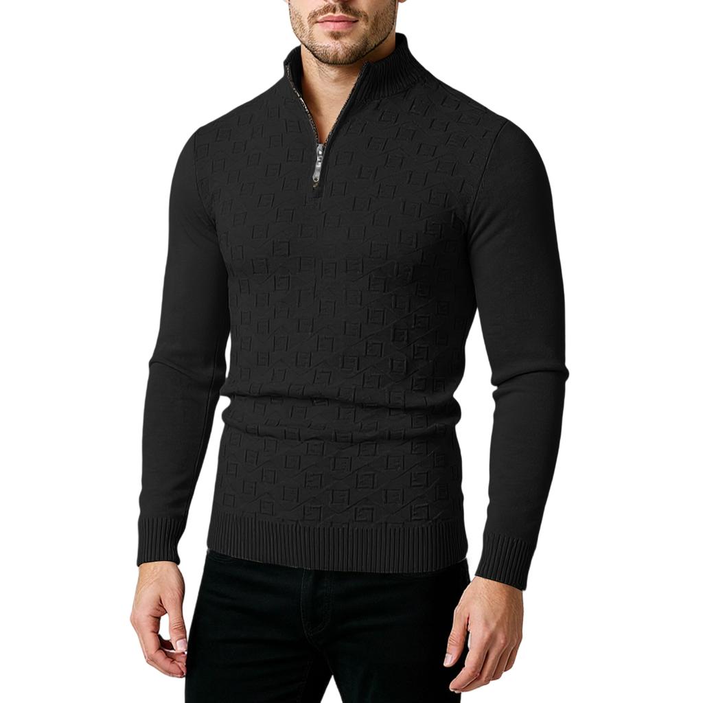 Men  Trend  Leisure  Half Zipper  Standing Collar  Knitted Sweater  Sweater