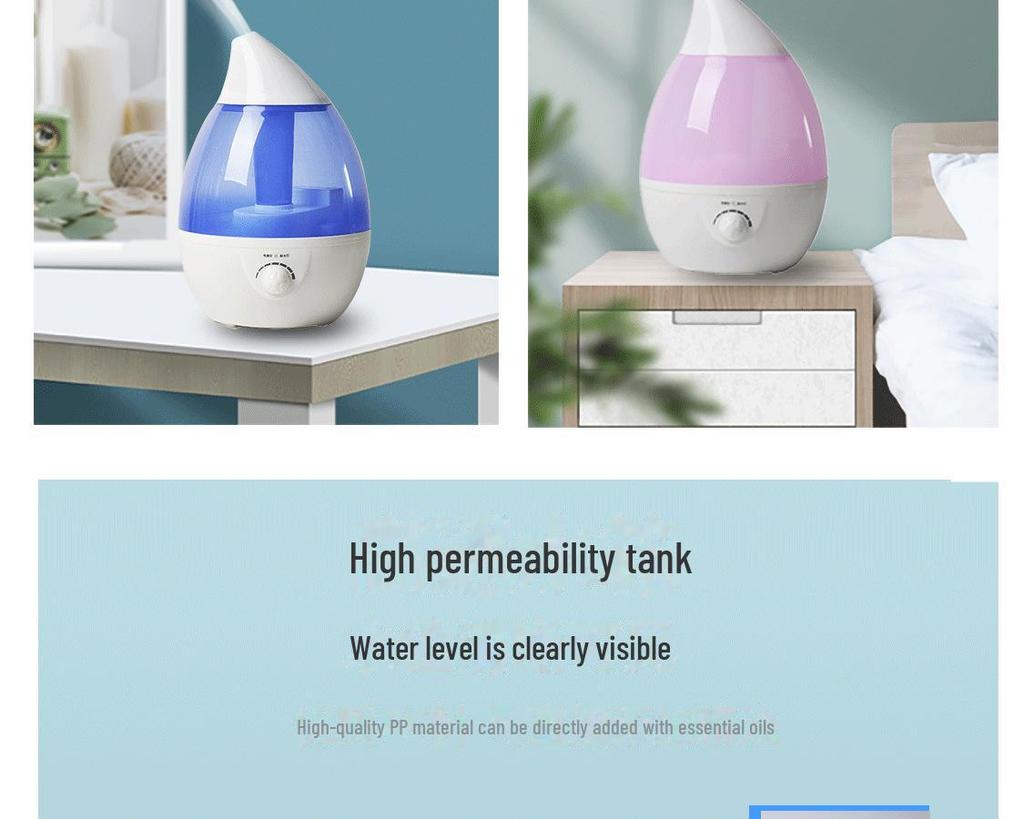 Бесшумный настольный увлажнитель воздуха объемом 3 л с функцией ароматерапии для спальни и офиса