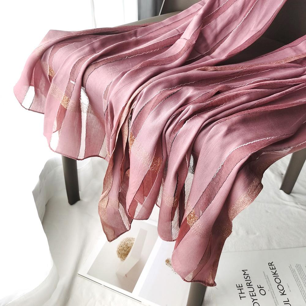 Шелковый шарф для женщин, новый весенне-осенний шарф с золотой нитью для женщин, шарф, шаль-ципао для головы