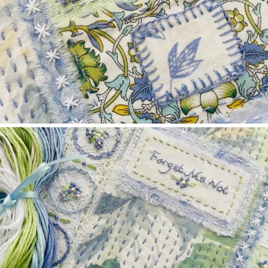 Набор для вышивки цветов Forget Me Not Slow Stitch Набор для вышивки цветочными штампованными стежками Набор для самостоятельной вышивки лоскутного одеяла для начинающих Подарок любителю рукоделия