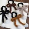 Новые милые повязки на голову с бантом и помпоном, осенне-зимние шерстяные резинки для волос для женщин и девушек, сладкая резинка для волос, модная резинка для хвостика