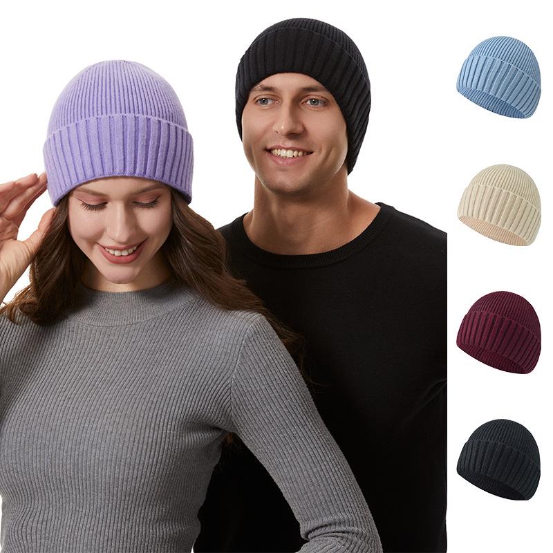 Unisex Korean Style Knit Beanie - Solid Color, Casual, Warm Autumn/Winter Hat