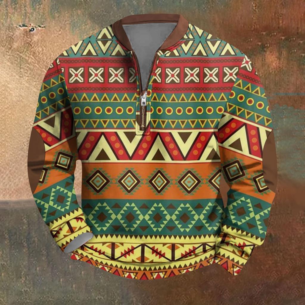 Мужская повседневная толстовка в стиле ретро с градиентным принтом