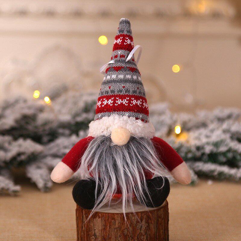 Christmas Ornament Knitted Plush Gnome Doll Christmas Tree Wall Hanging Pendant Holiday Decor Gift ARI