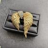 Elegant Gold-Plated Vintage Wing Brooch: Retro 3D Design for Suits and Coats