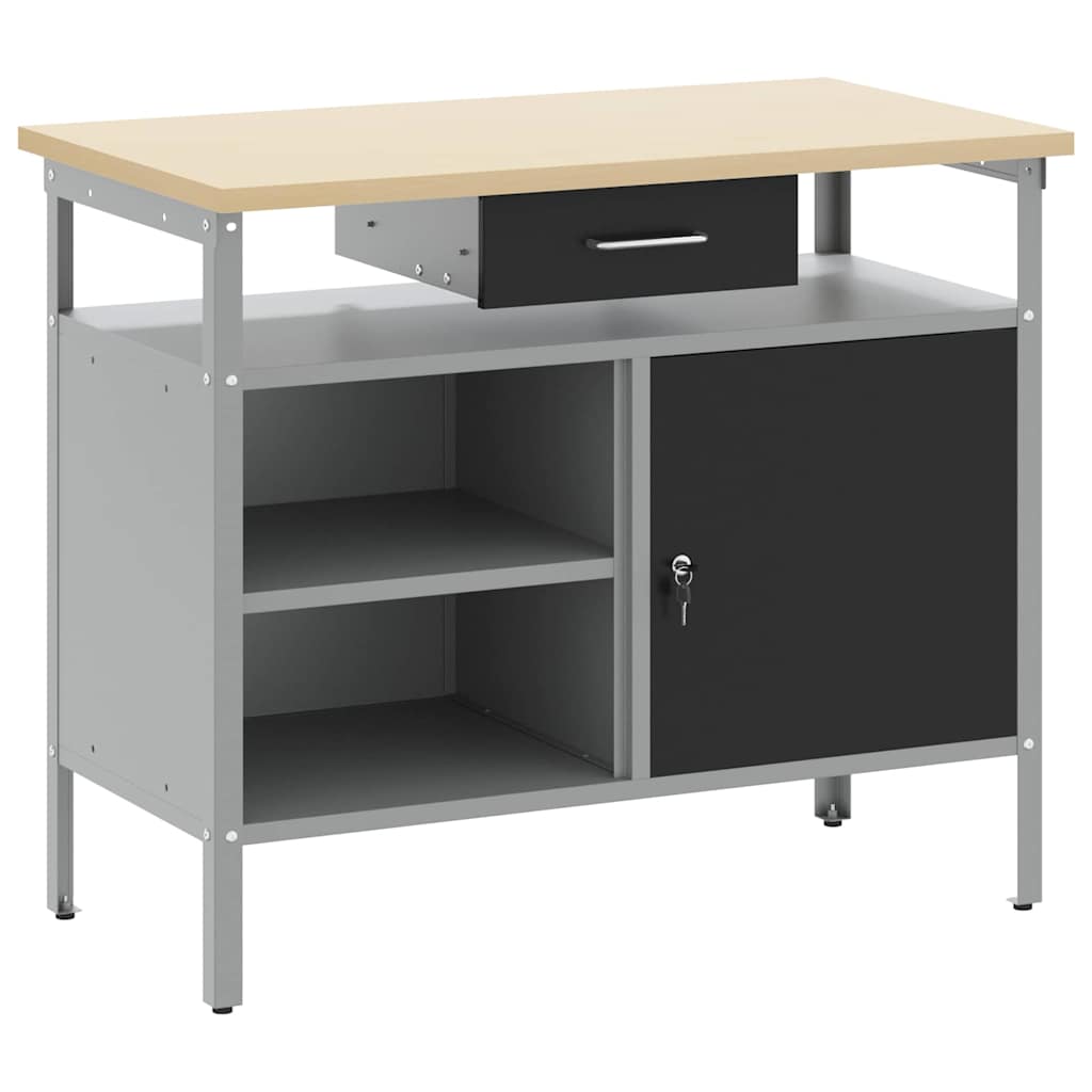 Workbench with Drawers Black and Gray 100 x 55 x 85 cm