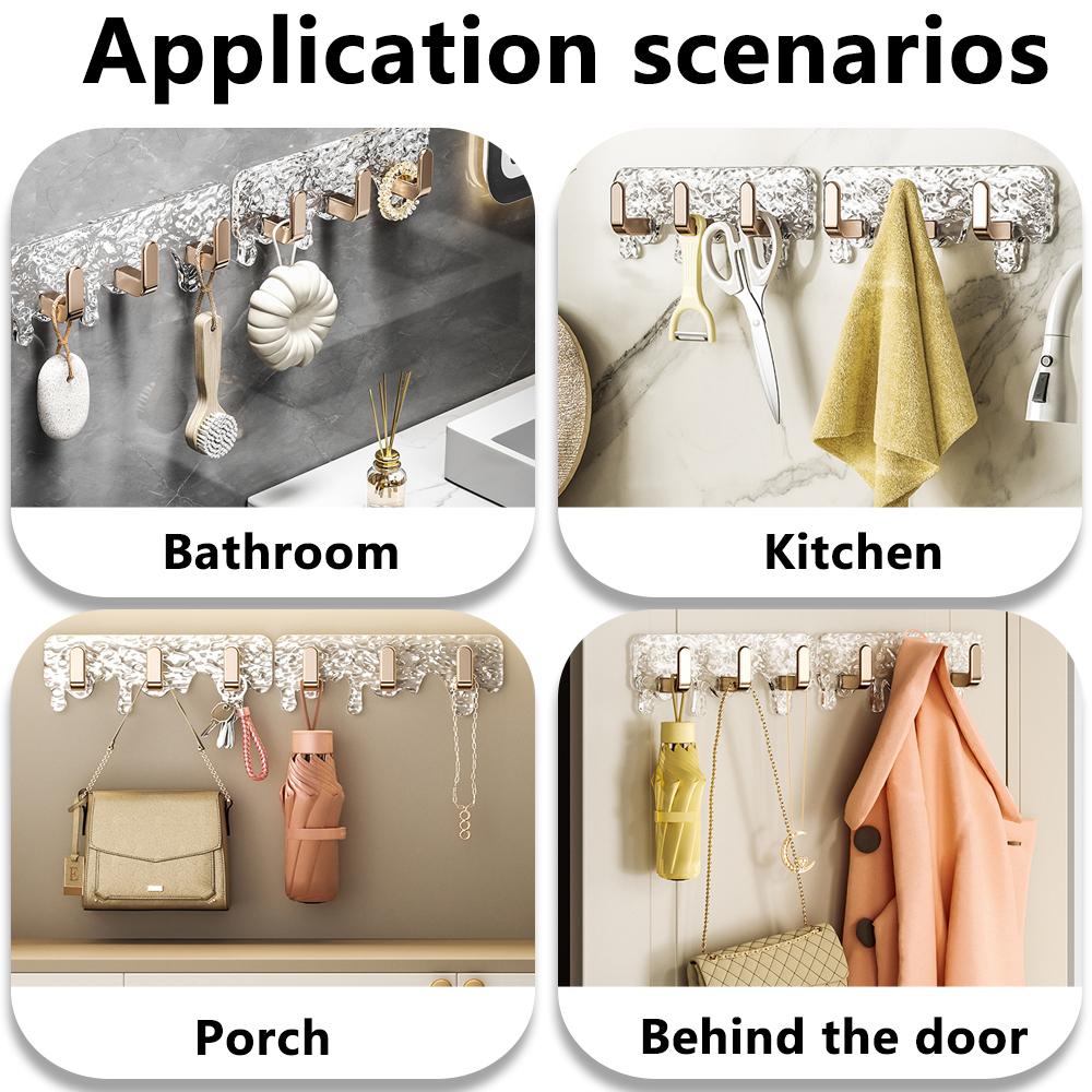 Подвесные крючки без сверления, многоцелевой самоклеящийся настенный крючок, роскошный крючок для полотенец для ванной комнаты, подвесные органайзеры, держатель для ключей