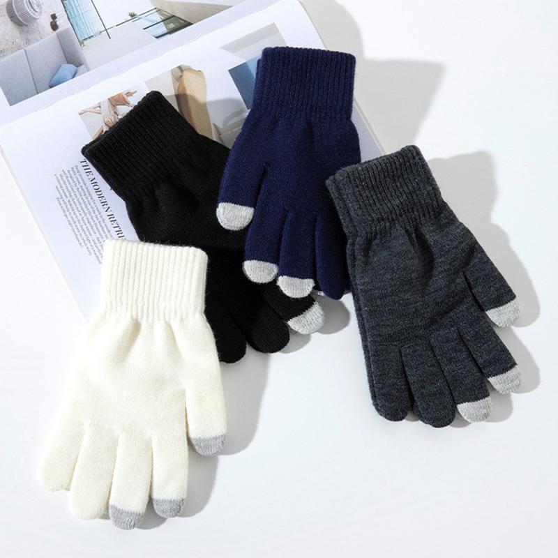 Winter Touch Screen Gloves Women Men Warm Stretch Knit Mittens Imitation Wool Full Finger Guantes Female Crochet Thicken