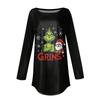 Women's Loose Round Neck Print Long Sleeve T-Shirt Top Pullover