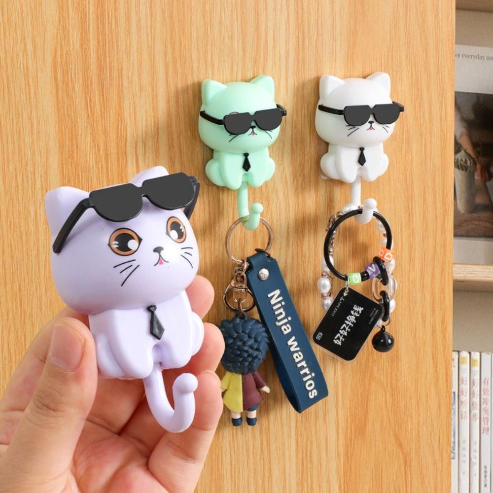 Cartoon Cat Decorative Hooks Seamless Funny Heavy Duty Hook Creative Clothes Hook Bathroom
