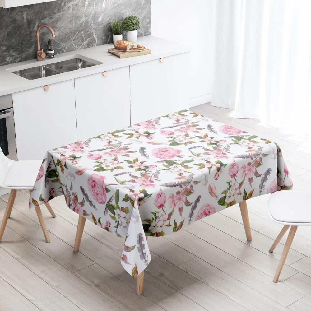 Скатерть с цветочным рисунком, домашний декор, устойчивая к пятнам, водонепроницаемая скатерть, украшение для стола, прямоугольные кухонные столешницы для камина