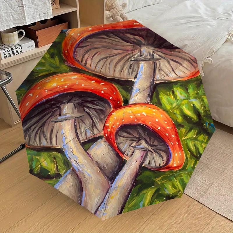 1pc Mushroom Garden Fantasy Umbrella with Plastic Handle,Suitable for All Seasons Home Travel Outdoor UmbrellaDD657