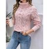 Women's High Collar Sweater - Soft Elastic Pullover, Essential Solid Color Top for Autumn and Winter, Hand Washed, Comfortable and Fitted