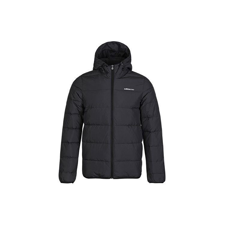 Adidas Neo Trans Down Jacket With Hood, Windproof and Warm, Winter Sports Outerwear Men Outerwear Black GM2325