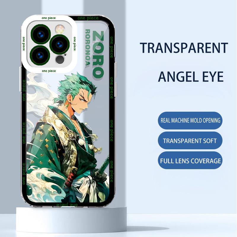Прозрачный чехол «Ангельские глазки» для Apple 14 Pro Max, iPhone 15 Plus, XR — дизайн Луффи и Зоро.
