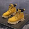 Женская обувь 2024 года, женские ботинки на платформе в британском стиле, высокие спортивные ботинки для мотоциклистов на шнуровке, большой размер 44, желтые походные ботинки