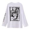Готическая белая футболка женская Harajuku с длинным рукавом Mall Goth Top Винтажная альтернативная одежда в стиле гранж Эстетическая корейская поп-музыка