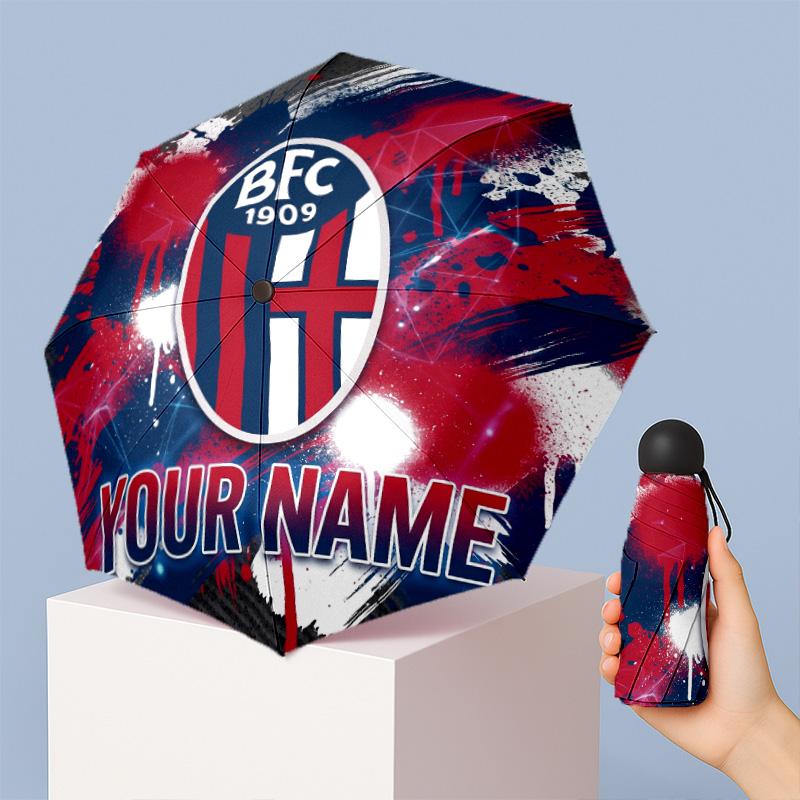 Bologna FC Manual Five Fold 8 Rib Umbrella Support Custom Text, Lightweight Travel Umbrella