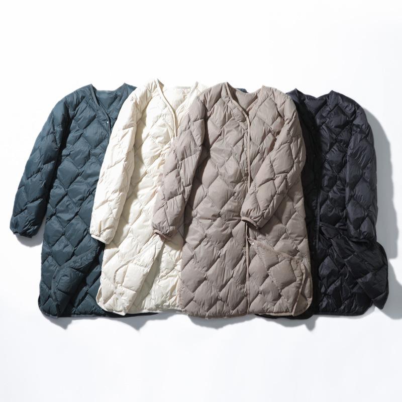 Women Winter Ultra Light Thin Duck Down Coat Winter Long Slim Warm Basic Quilted Puffer Jacket