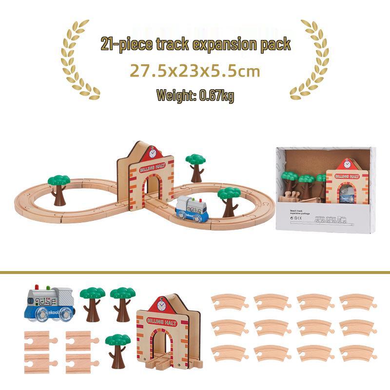 Wooden Electric Train Track Building Blocks - Compatible with Thomas
