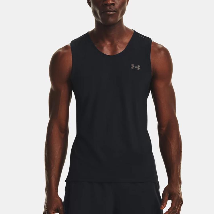 Under Armour Однотонный спортивный жилет без рукавов с круглым вырезом, мужские топы, черный 1376519-001