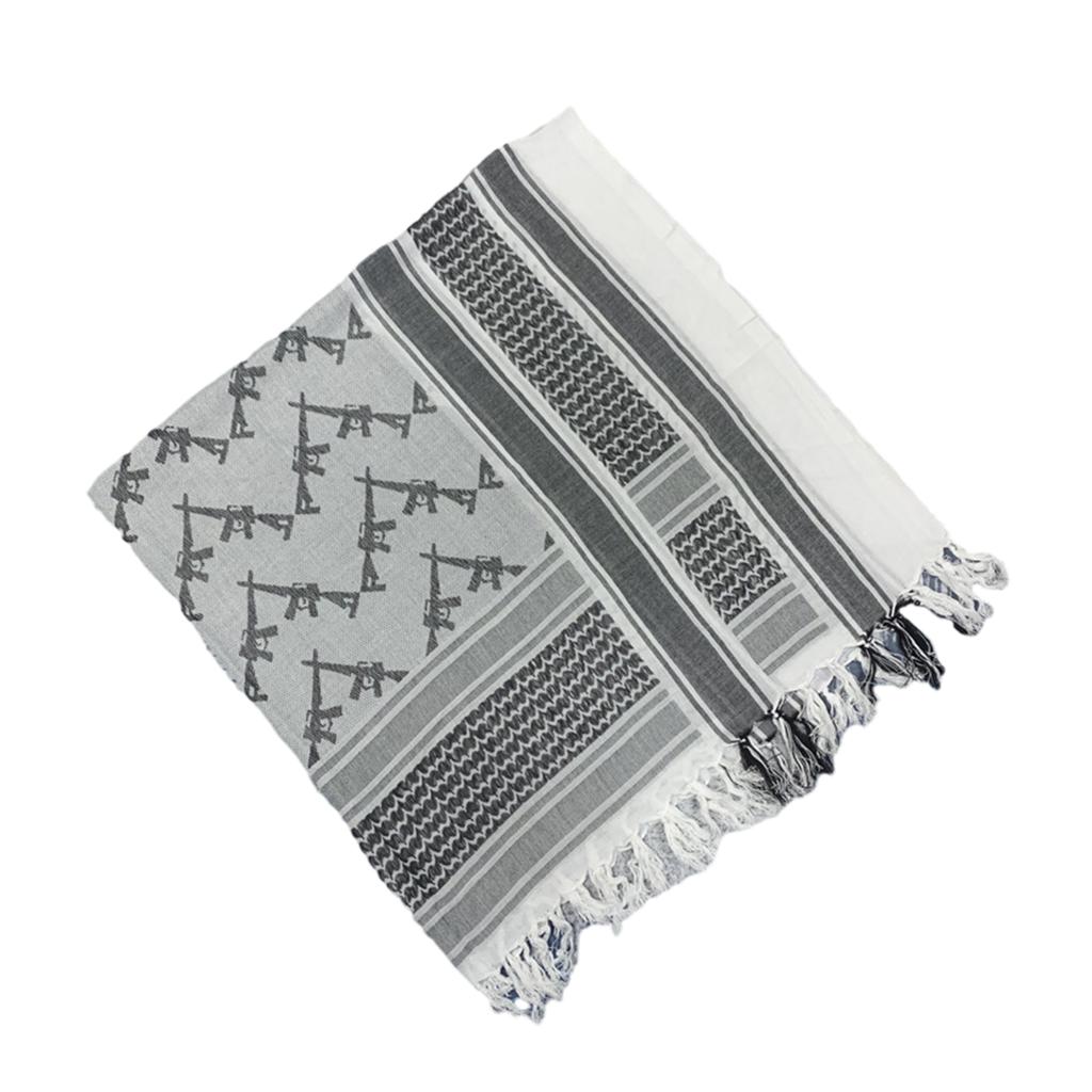 Shemagh Desert Scarf Black and White Arab Keffiyeh Shawl Wrap with Tassels Scarves Bandana Head Wraps for Men and Women