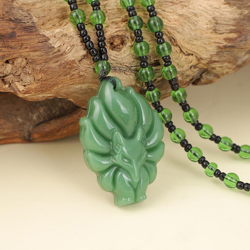 Ожерелье с подвеской в виде девятихвостой лисы, унисекс, китайское животное, вырезанное вручную, лиса, для мужчин и женщин, подарочное украшение на цепочку для свитера