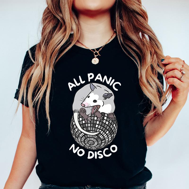 All Panic No Disco Opossum Tshirts Unisex Funny Screaming Street Trash Cat Graphic Tee Funny Possum Retro Animal Lover Tshirt