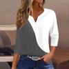 Женская футболка с принтом на пуговицах, рукав 3/4, туника, повседневная мода на выходные, базовый топ с V-образным вырезом