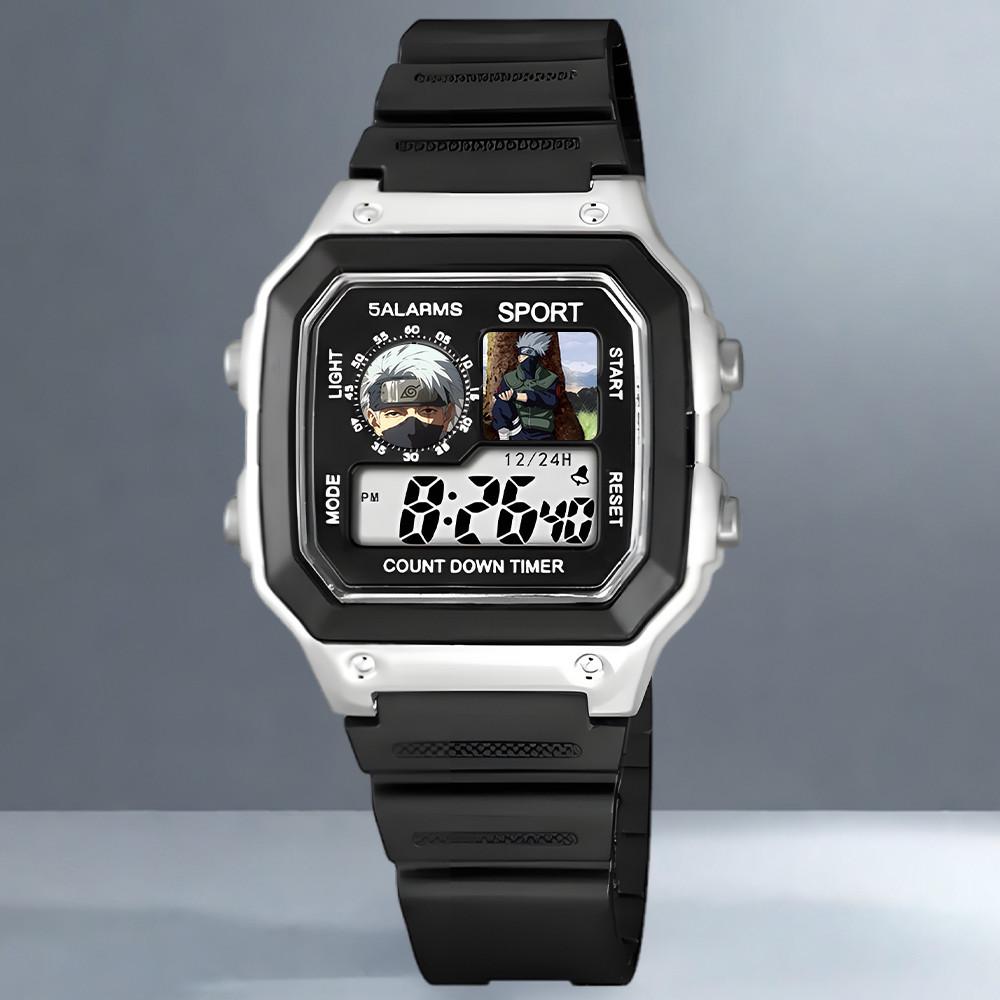 Наруто, Какаши Саске, Аниме Куб, Водонепроницаемые Студенческие Спортивные Электронные Часы, Будильник, Ночник
