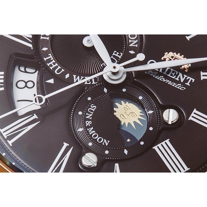 Orient Мужские механические часы Sun & Moon Automatic, коричневые, классический дизайн с внутренней гарантией
