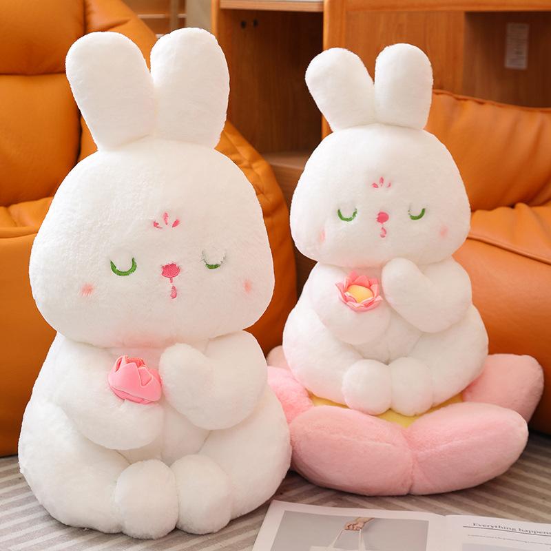 New Cute Little White Rabbit Doll Creative Buddhist Rabbit Plush Toy Doll Birthday Gift