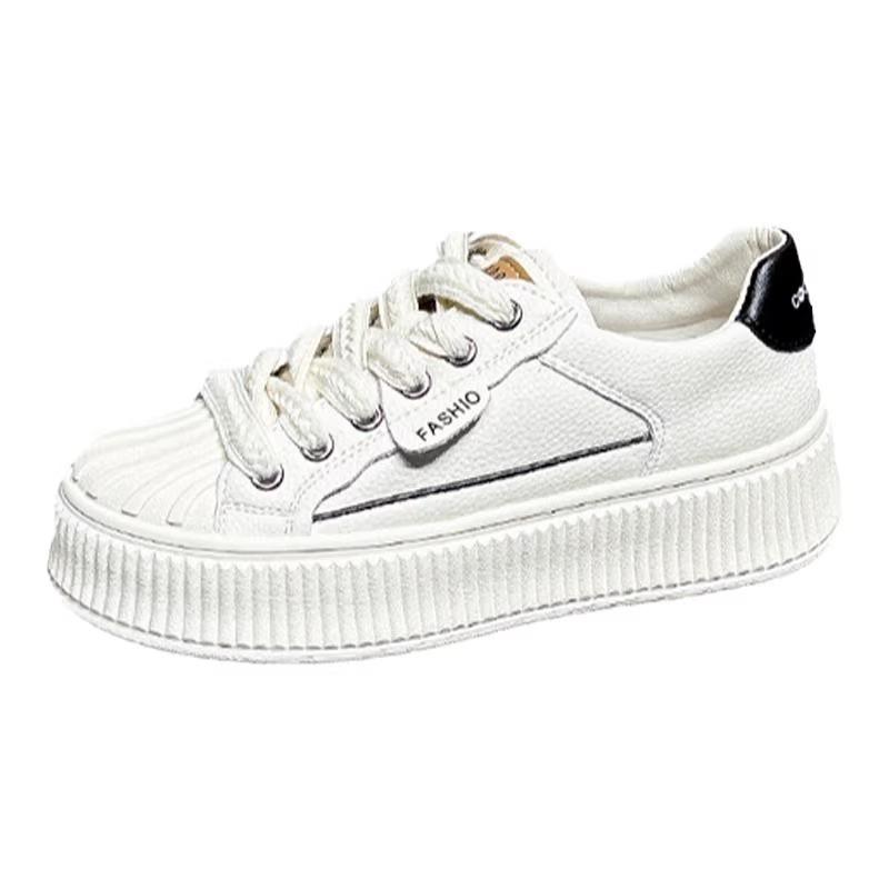 Туфли женские белые на платформе из натуральной кожи 2025 года, новые, универсальные, подходящие по цвету, повседневные, спортивные, с изголовьем для кровати