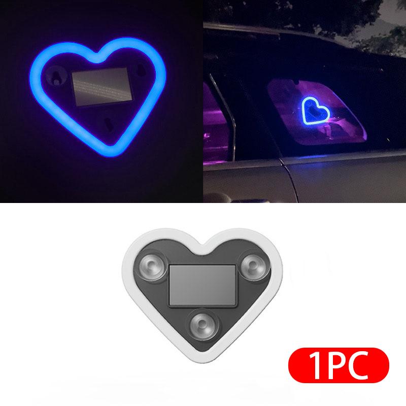 SEAMETAL LED Car Window Ambient Lamp Solar Energy Wiring Free Glowing Heart Atmosphere Neon Light Car Interior Decoration Accessories