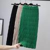 Women Midi Skirt High Waist Straight Leg Hip Wrapped Knitting Skirt Solid Color Autumn Skirt Versatile Daily Wear