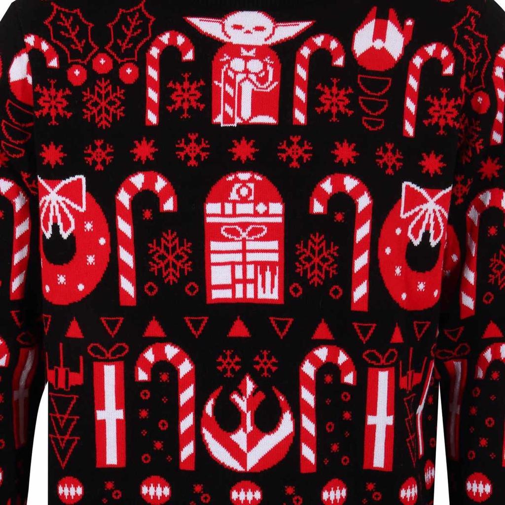 Star Wars: The Mandalorian Unisex Adult Candy Cane Knitted Jumper