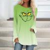 Модная женская повседневная футболка больших размеров с длинными рукавами и круглым вырезом с принтом