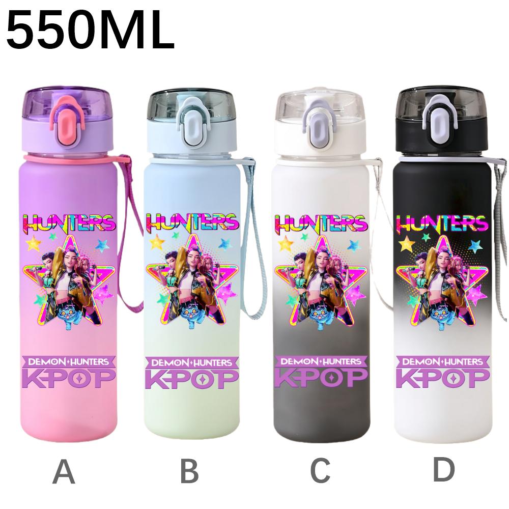 550ML KPop Demon Hunters Cartoon Print Sport Water Bottle Leak Proof Water Cup Outdoor Sports Drinking Bottle Birthday Gifts