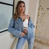 Весенне-осенняя женская короткая свободная повседневная джинсовая куртка с большим карманом