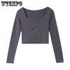 Women's Long-sleeved Bottoming Shirt Inside The Square Neck Niche Design Long-sleeved T-shirt Short Tops
