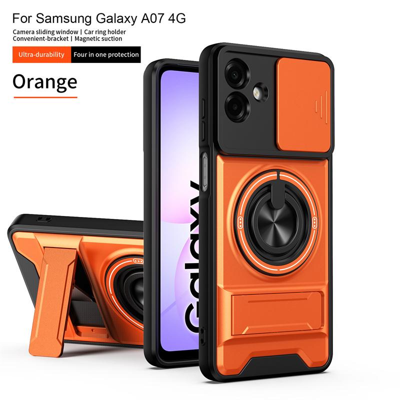 Чехол для Samsung Galaxy A07 со шторкой для камеры, бронированная крышка для телефона Sumsung A07 A 07 GalaxyA07 4G, с магнитной подставкой-кольцом, Funda