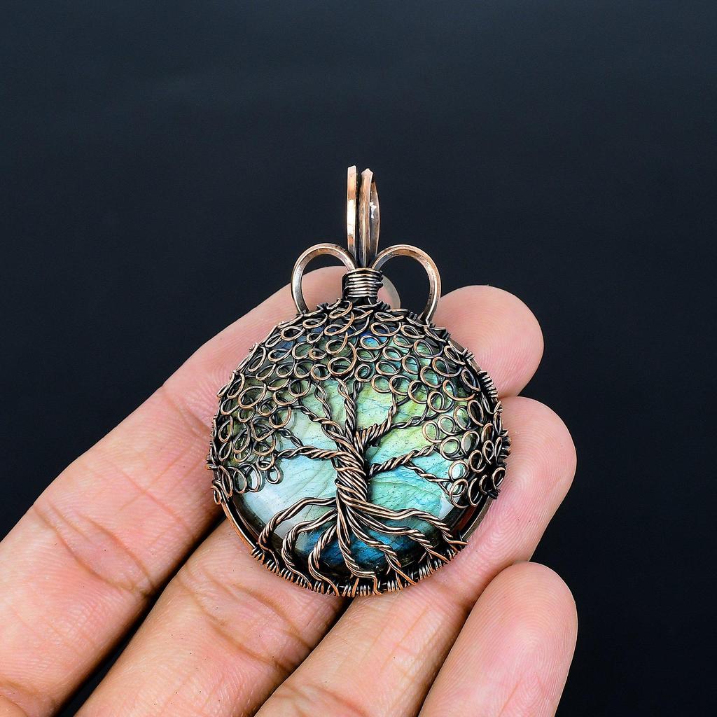 Tree Of Life Labradorite Pendant, 999 Copper Wire Wrap Pendant Gemstone Jewelry, Handmade Pendant Amazing Jewelry, Gift For Her