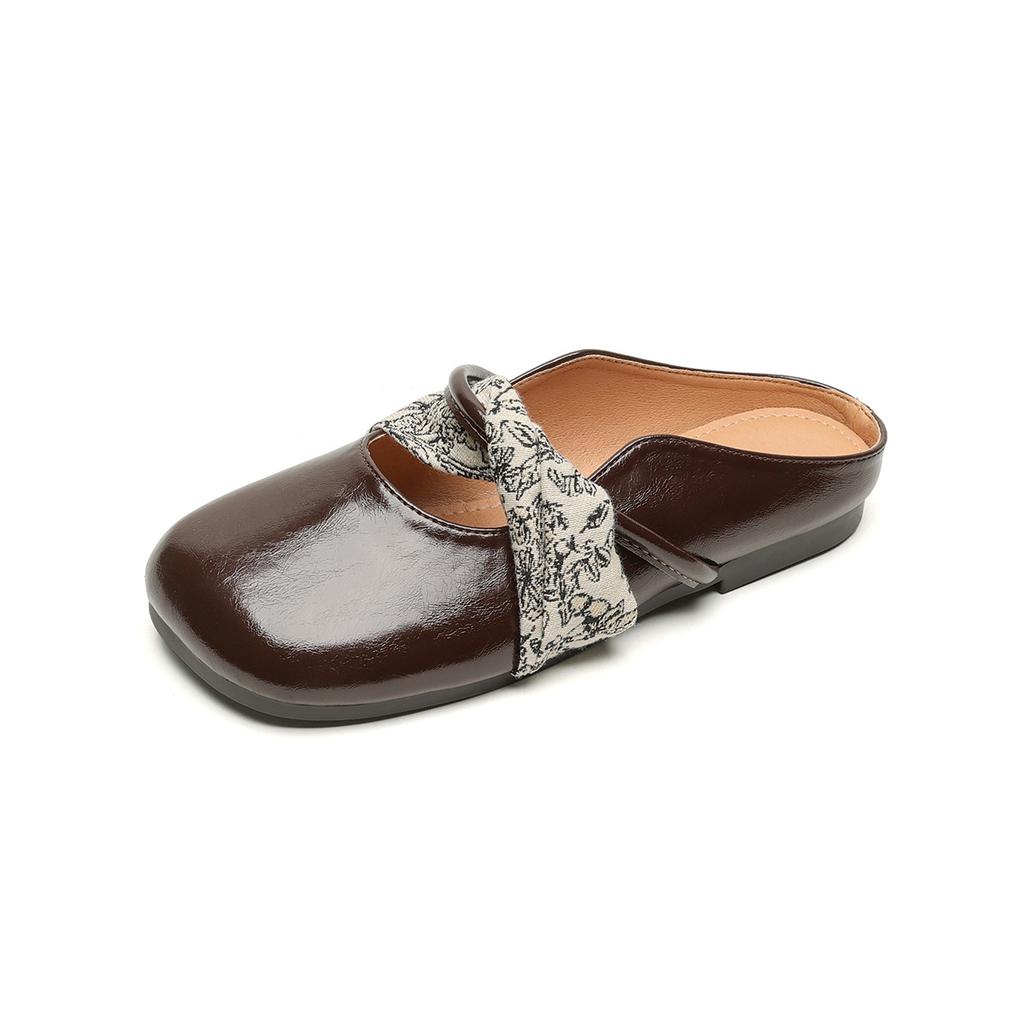 Weiwei girl 993-7 квадратная обувь одиночные женские туфли с плоской подошвой одна педаль мягкая подошва сумка головка полутапочки летние женские